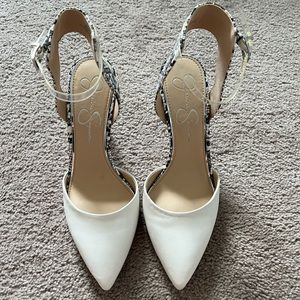 White Snake Print Jessica Simpson Heels